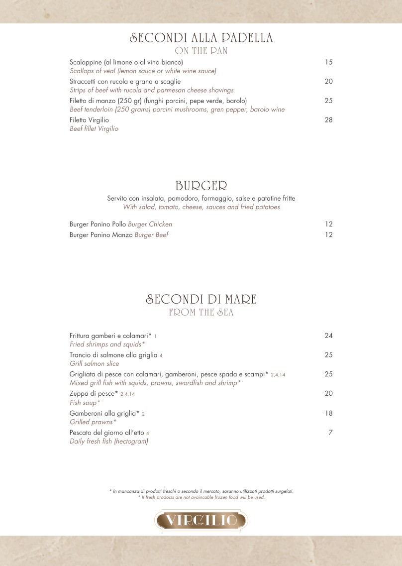 Virgilio a Campo De’ Fiori menu 4