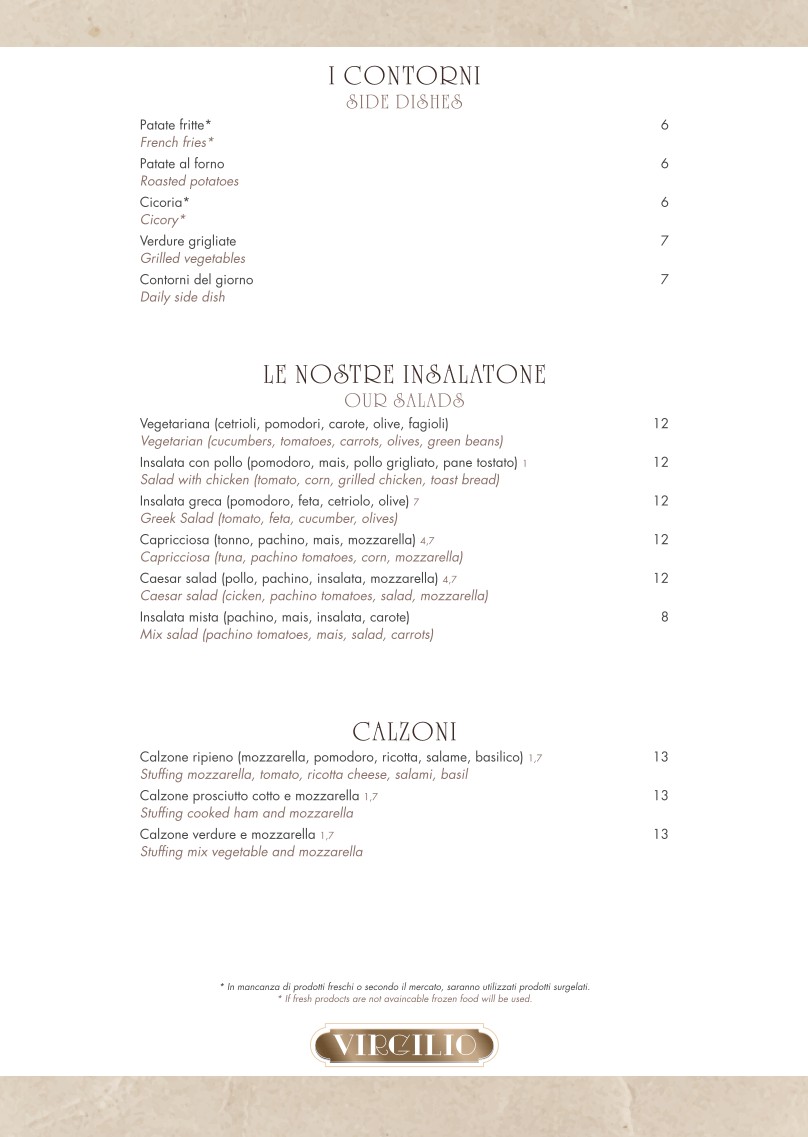 Virgilio a Campo De’ Fiori menu 6