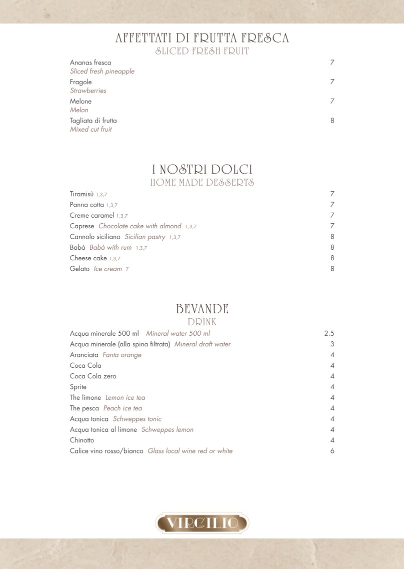 Virgilio a Campo De’ Fiori menu 7