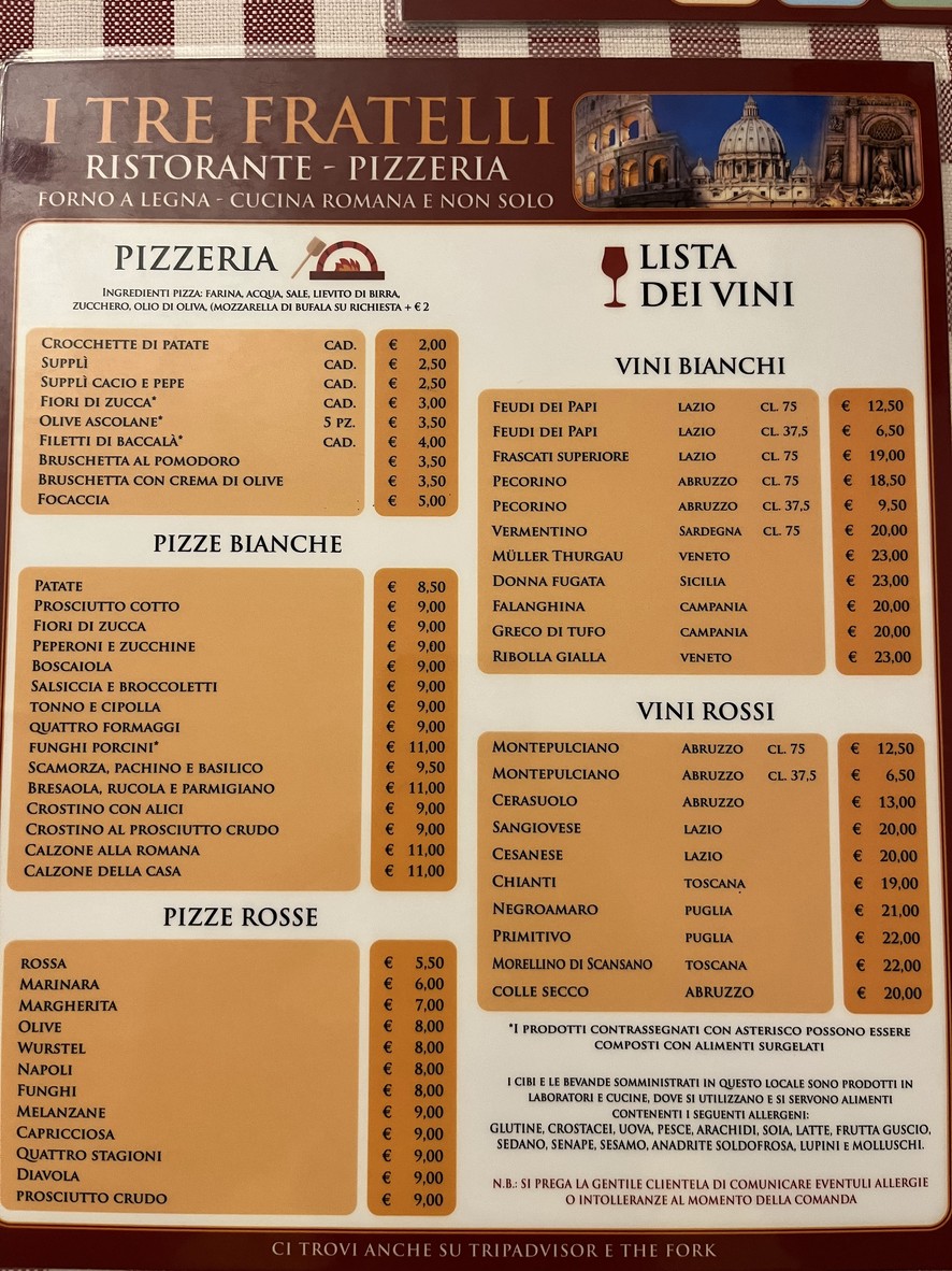I Tre Fratelli menu 2