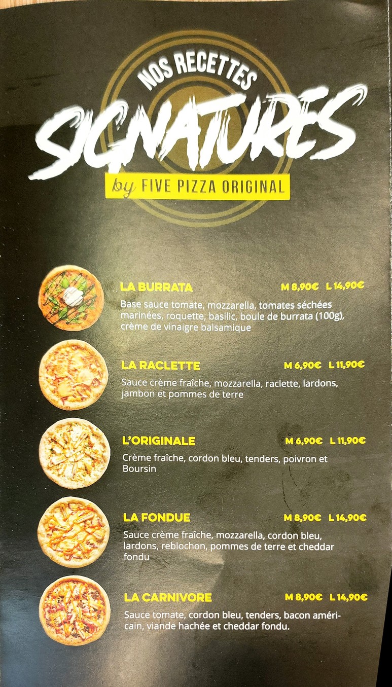 Five Pizza Original - Neuilly sur Seine menu 2