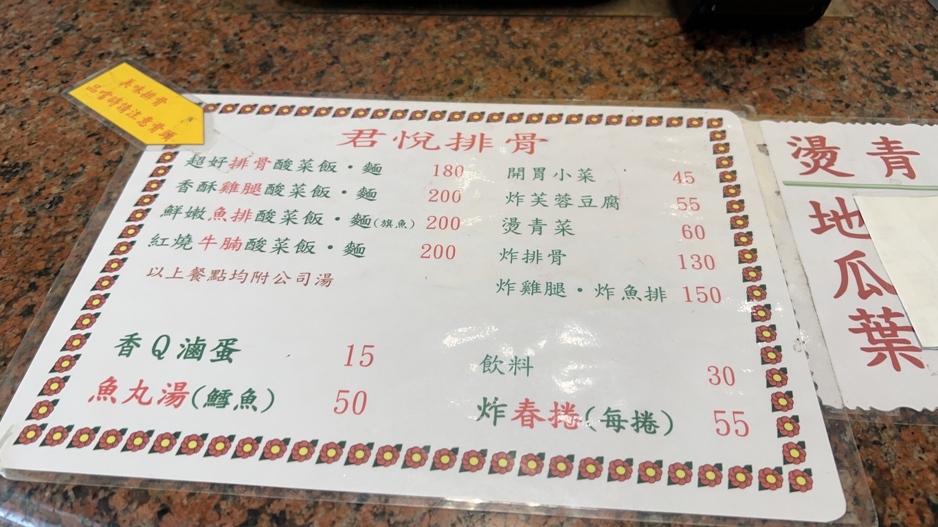 Jun Yue Pai Gu menu 1