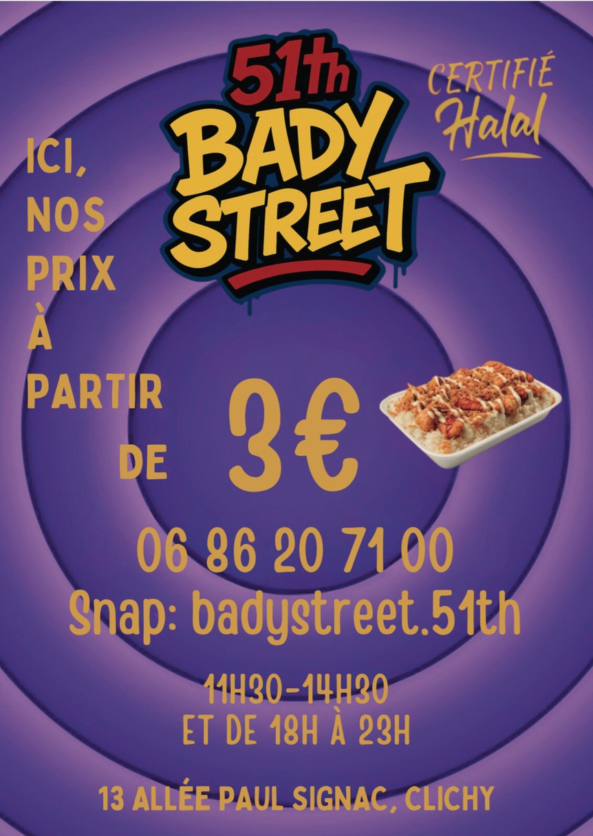 51TH BADY STREET menu 1