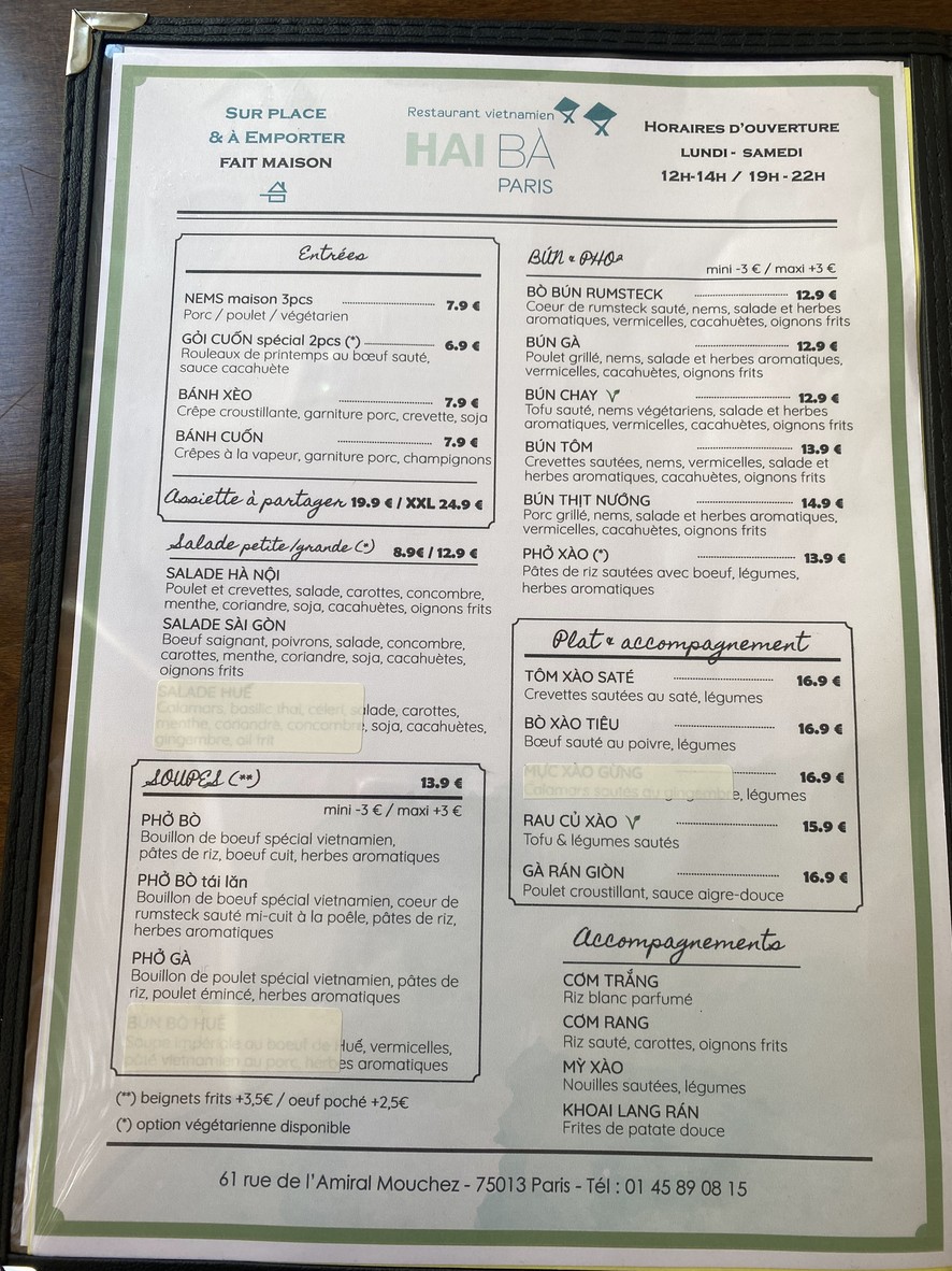 Restaurant Le Bon Saïgon menu 2