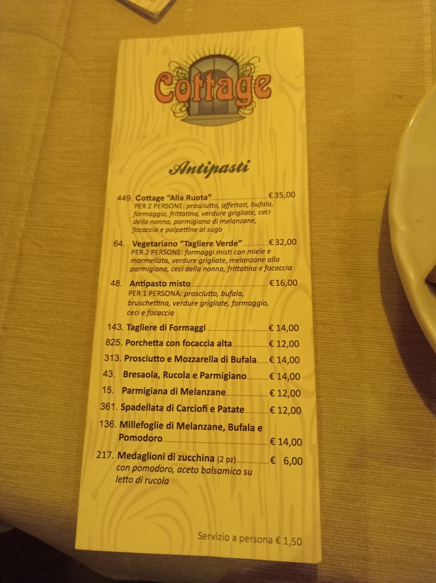 Cottage menu 1