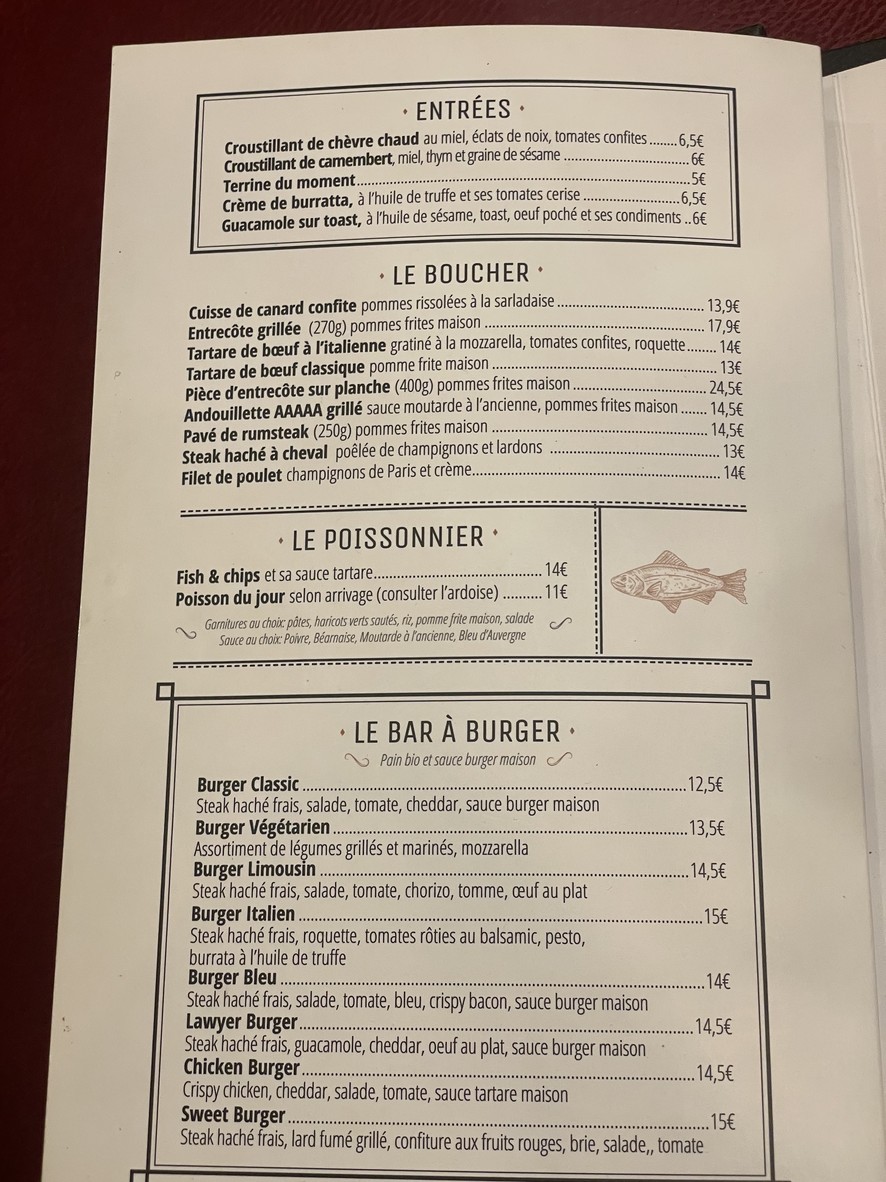Le Limousin menu 1