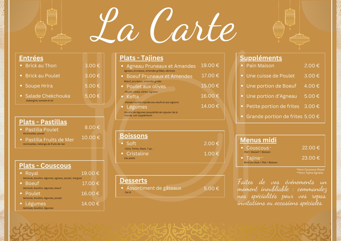 100% Tajine menu 1