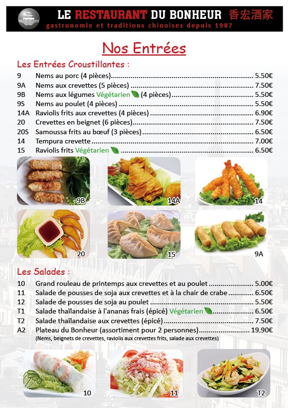 Le Restaurant du Bonheur menu 1