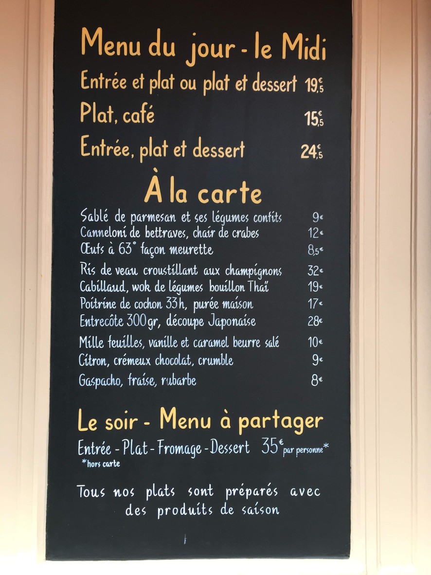 L'Accolade menu 1