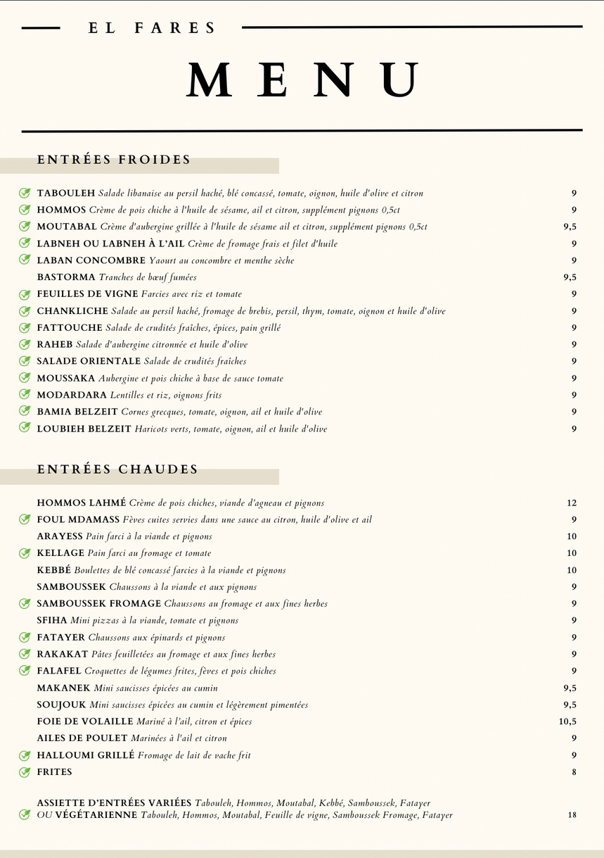 El Fares menu 1