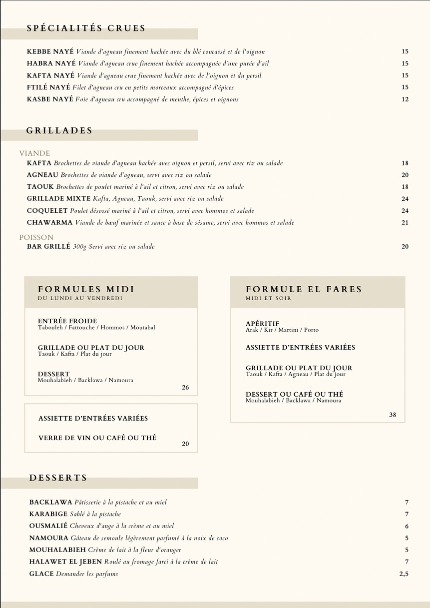 El Fares menu 2