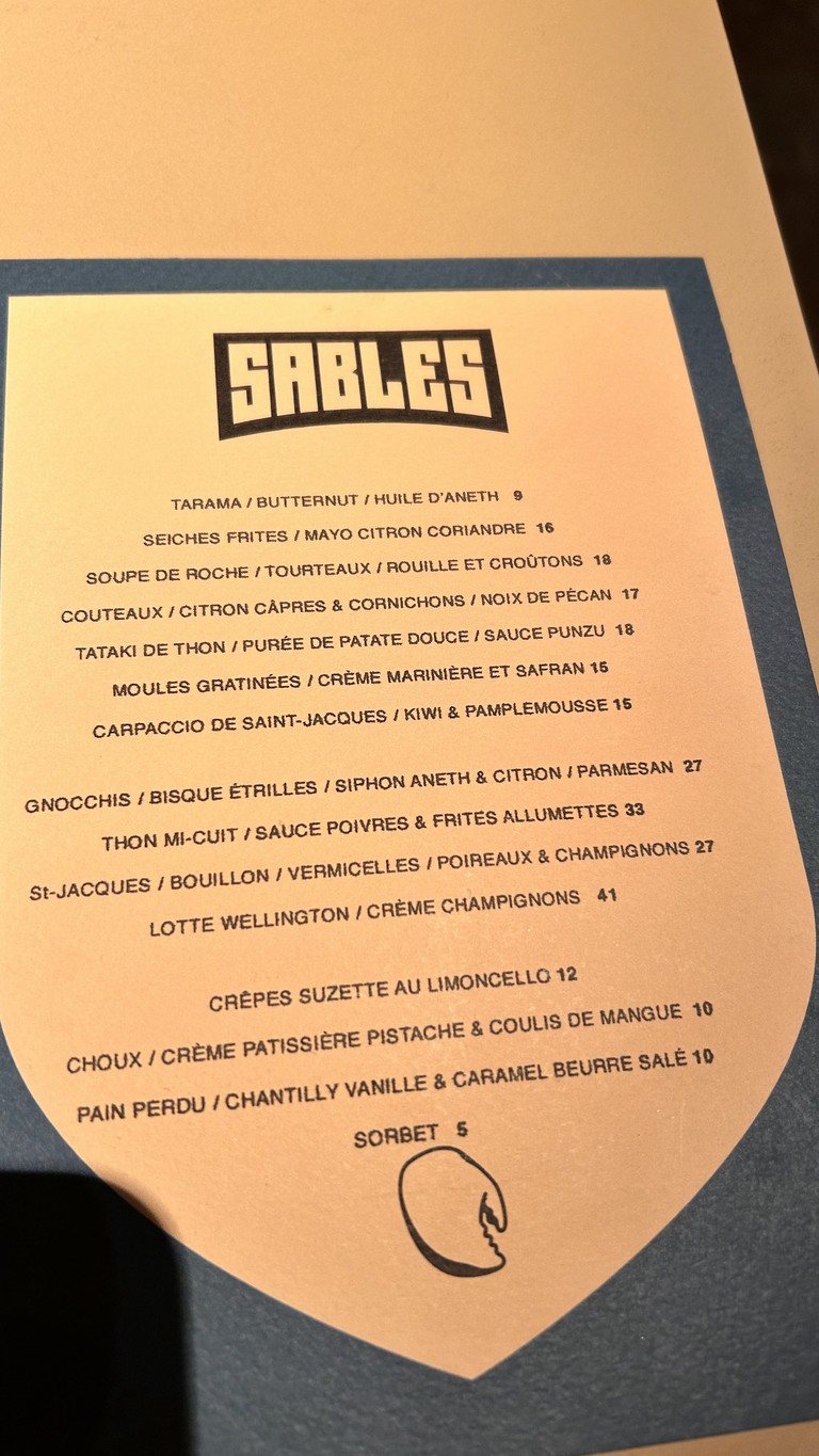 SABLES menu 1