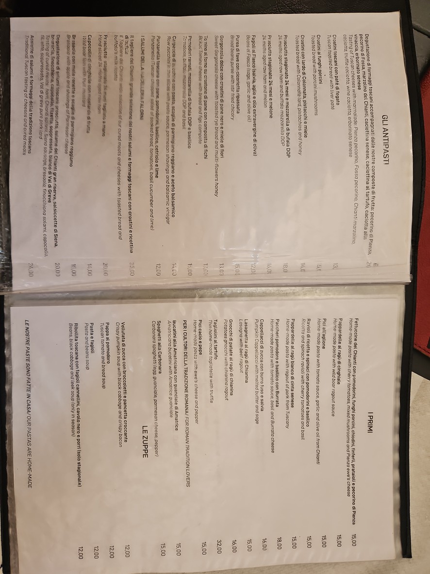 Il Chianti Osteria Toscana dal 1960 menu 1