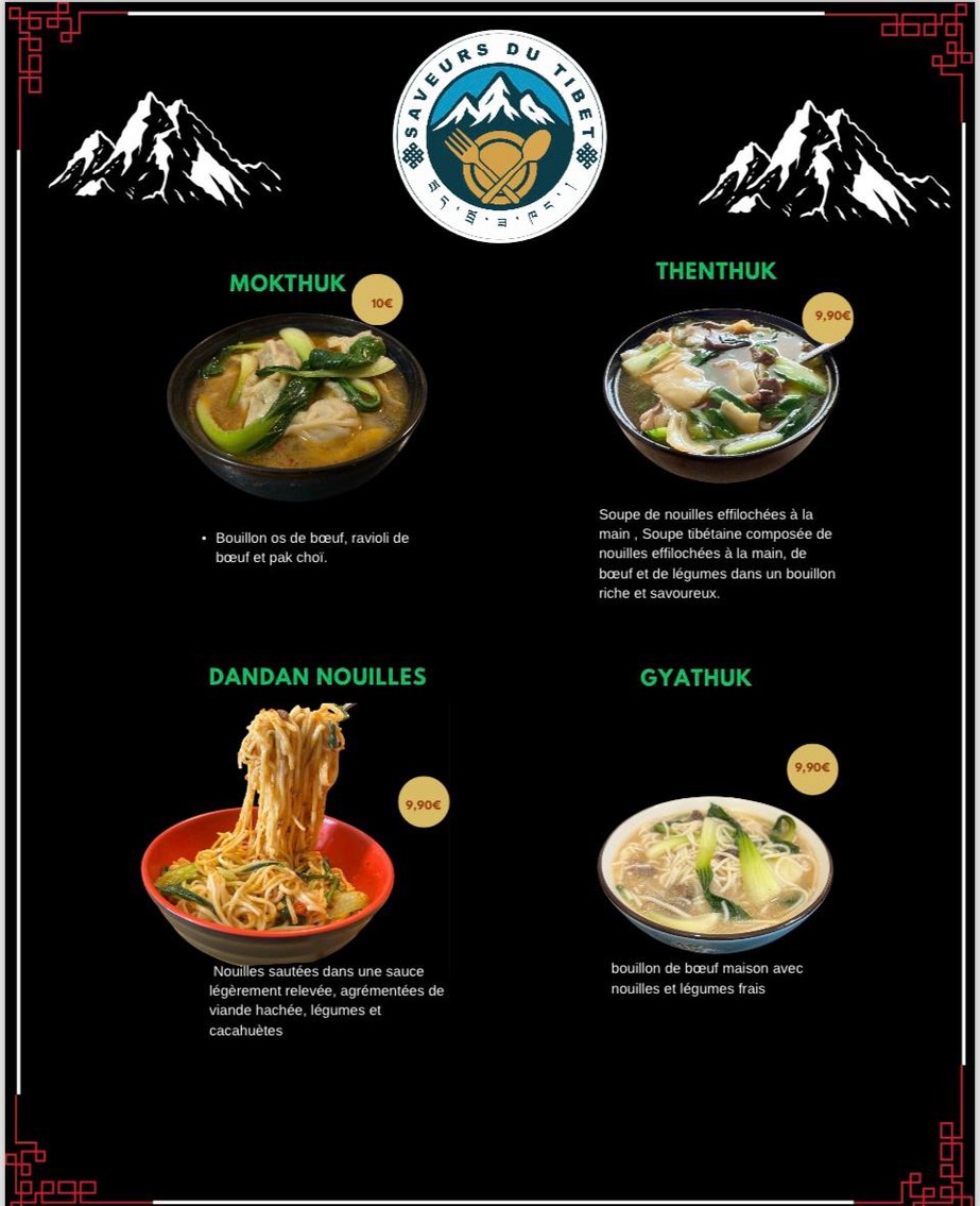 Saveurs du Tibet menu 3