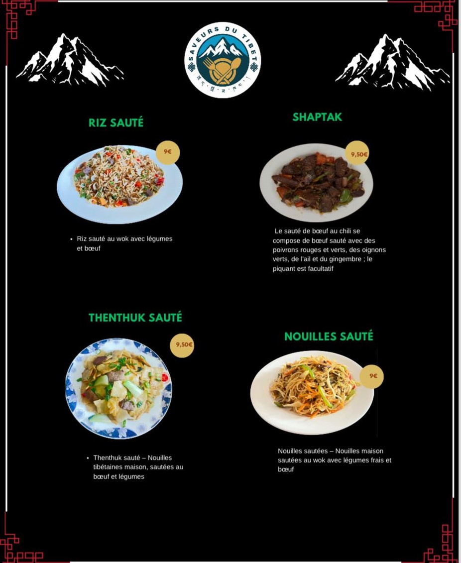 Saveurs du Tibet menu 4