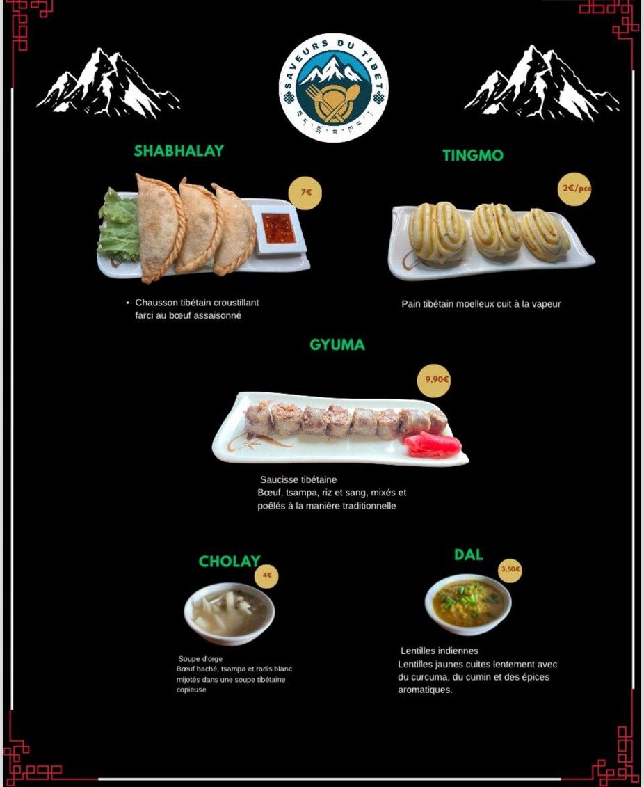 Saveurs du Tibet menu 5