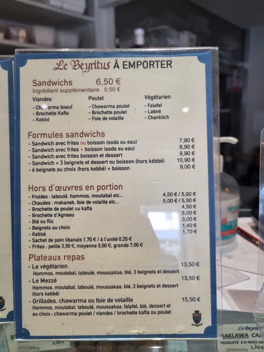 Le Beyritus menu 3