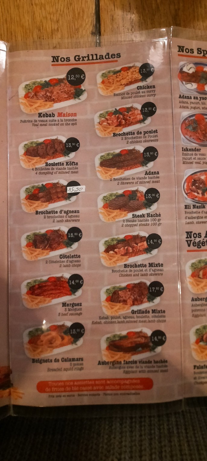 Istanbul Gourmand bar kebab menu 2