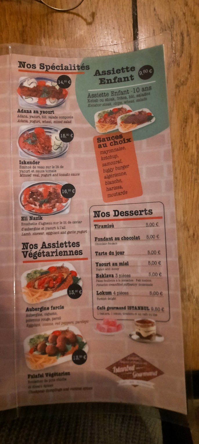 Istanbul Gourmand bar kebab menu 3