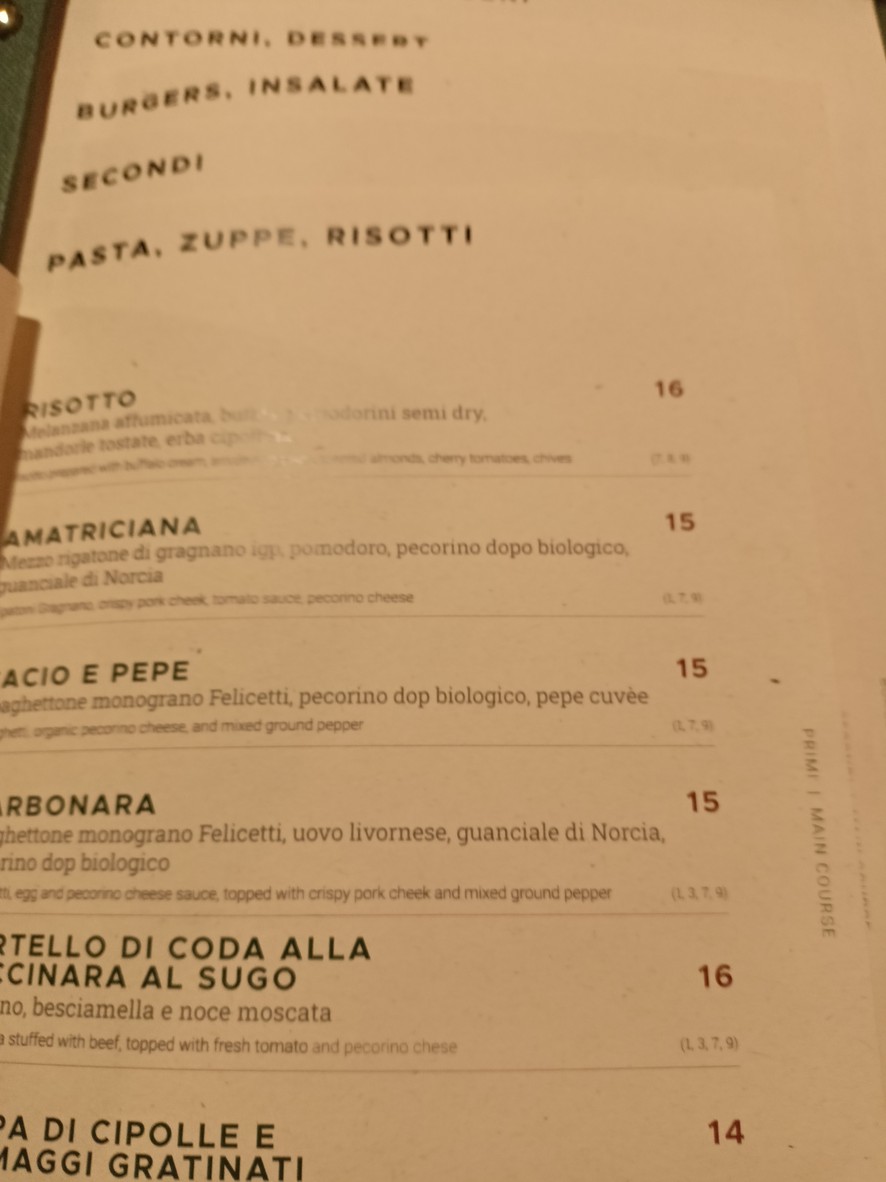 Cambio trastevere menu 3