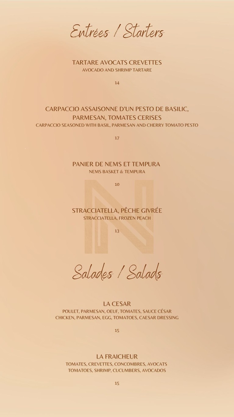 Le Ney menu 1