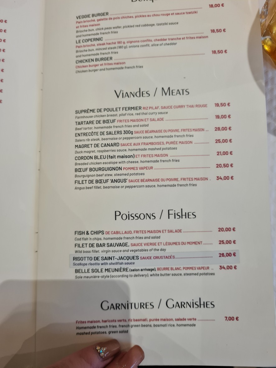 le Copernic menu 1