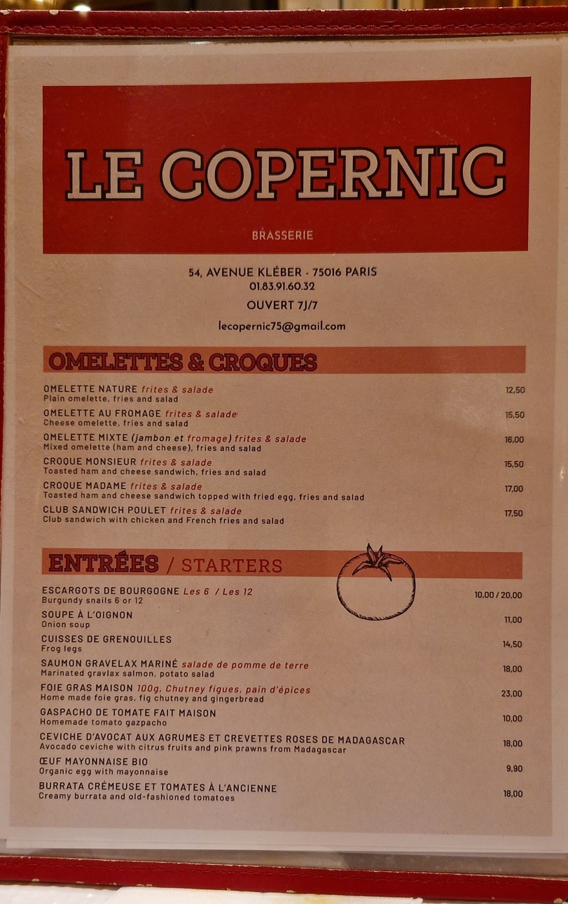 le Copernic menu 2
