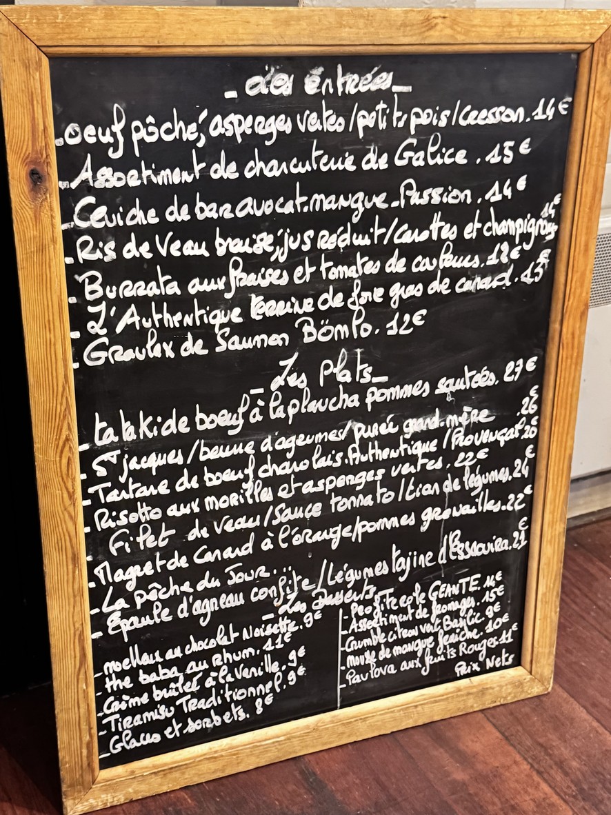 L'Authentique menu 1