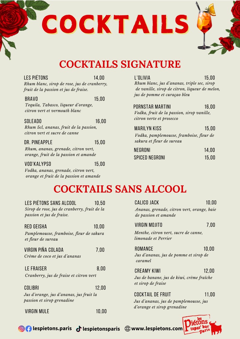 Les Piétons menu 3
