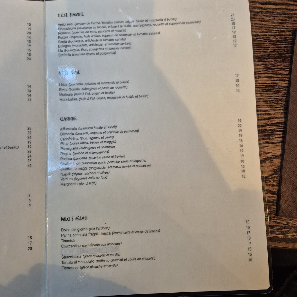 Amici Miei menu 2