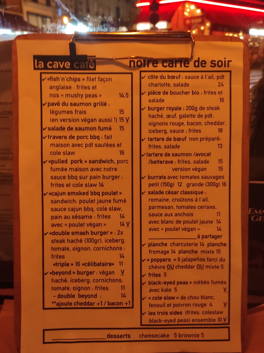 La Cave Café menu 2