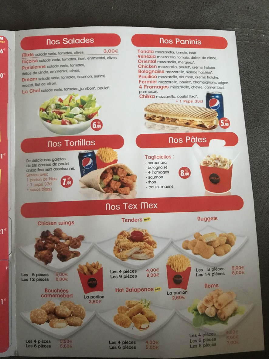 Dream Pizza menu 3