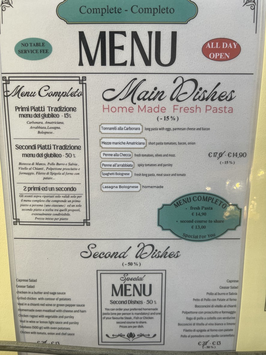 SPAGHETTO'S menu 1