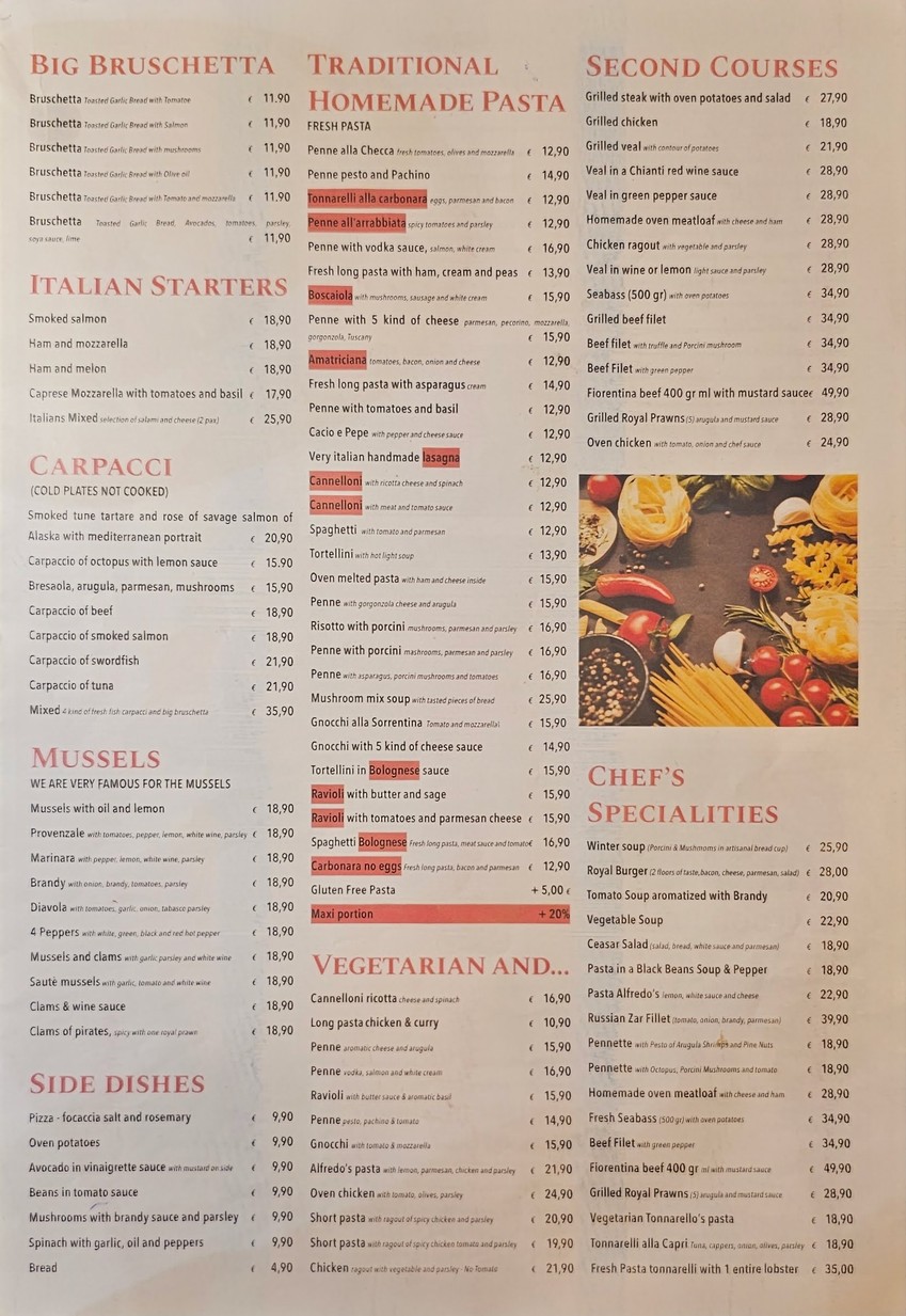 SPAGHETTO'S menu 2