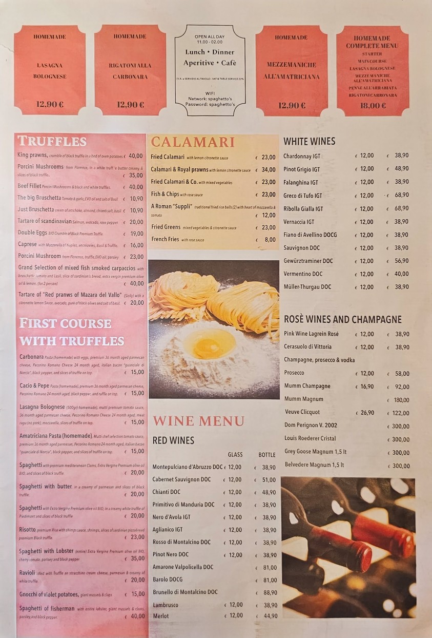 SPAGHETTO'S menu 3