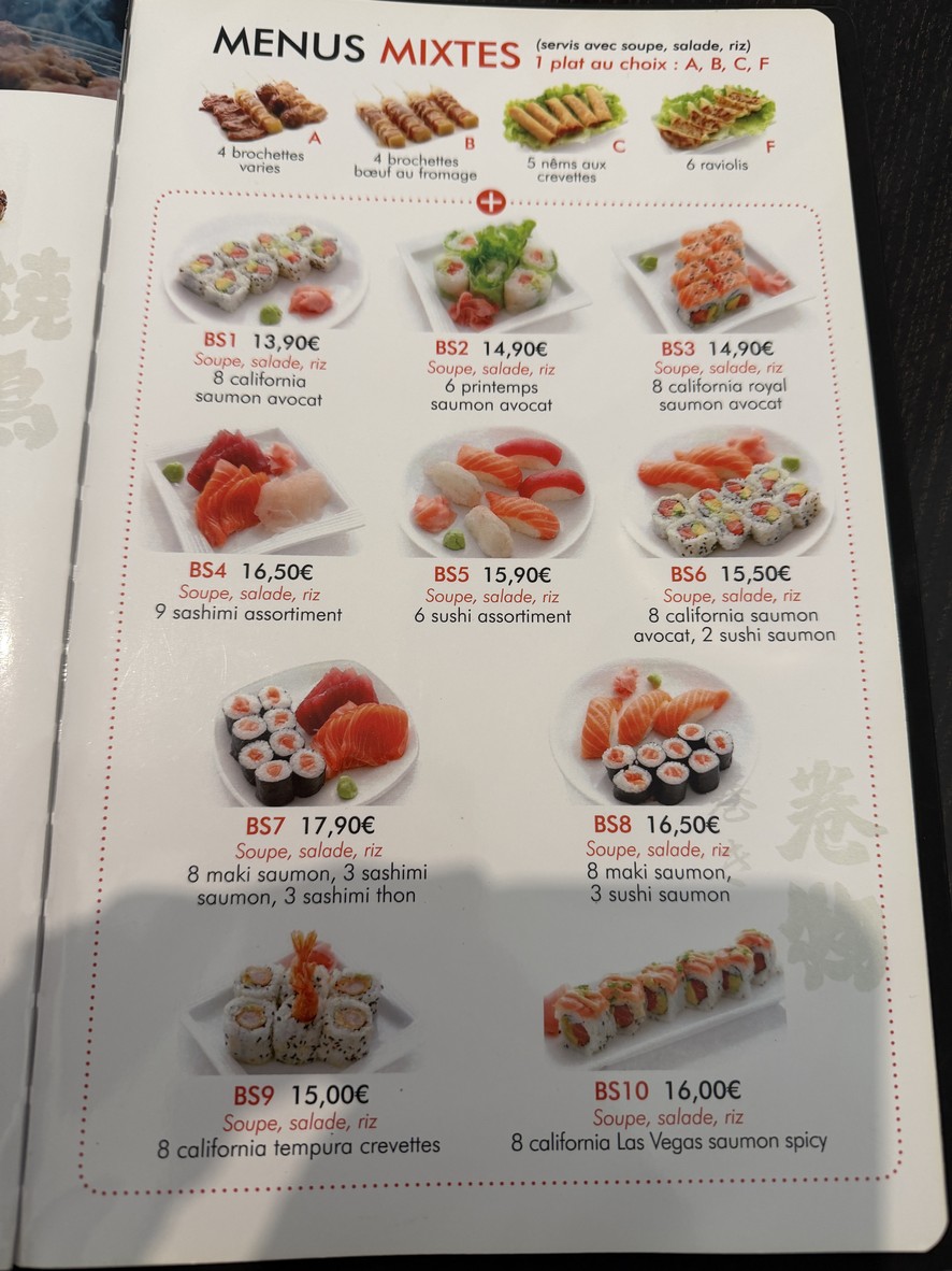 Dream Sushi Boulogne menu 1