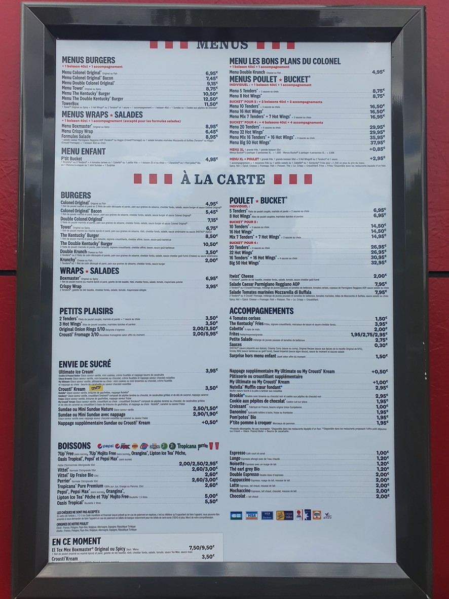 KFC menu 1