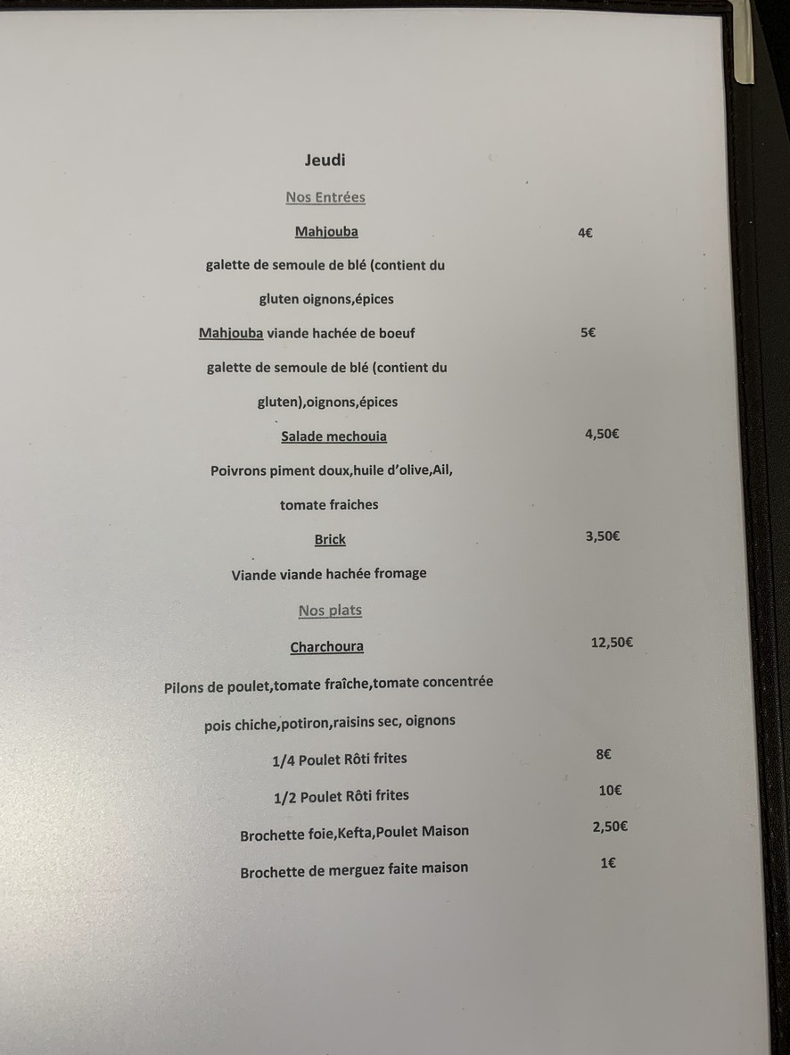 Le Paris Biskra - Spécialités Algériennes menu 5