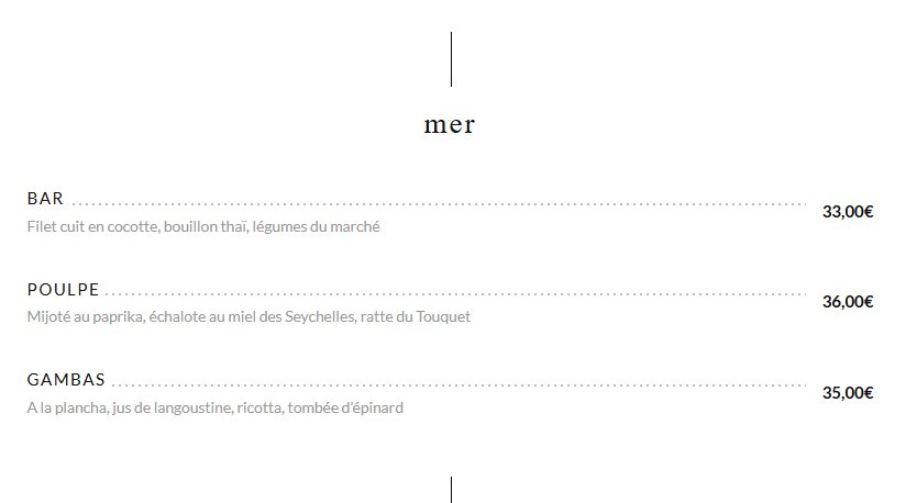 La Table JM menu 2