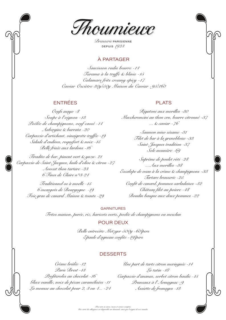 Thoumieux menu 1