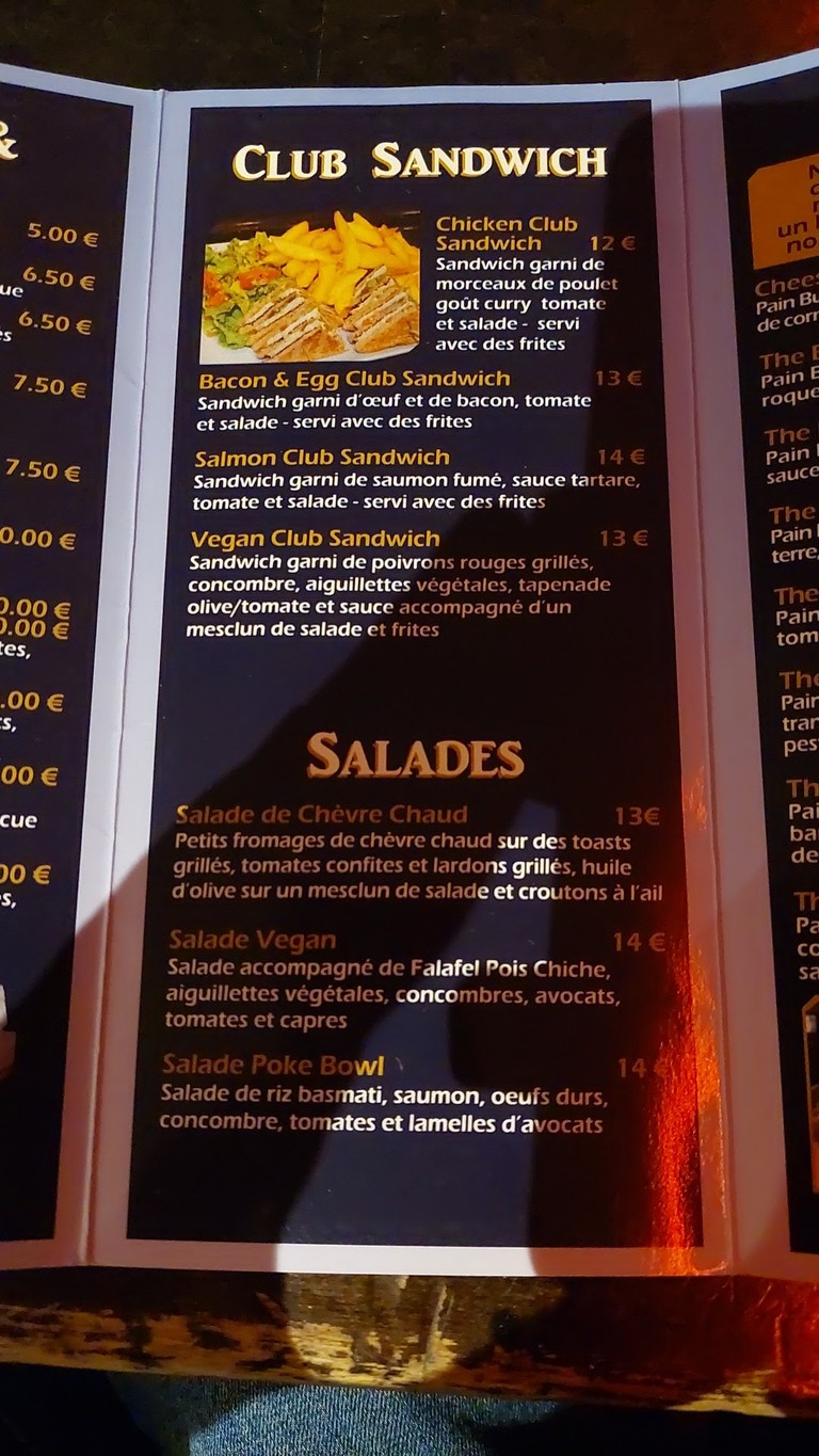 The Lions menu 3