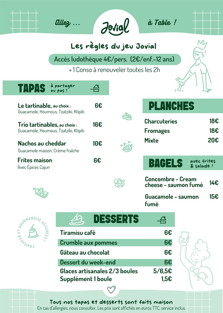 JOVIAL - Bar à jeux et boutique de jeux de société menu 1
