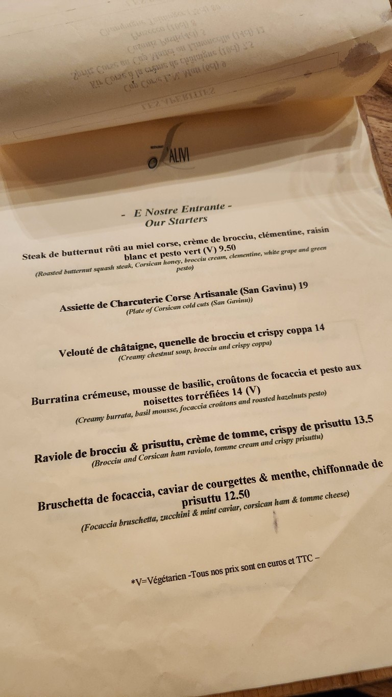 L'Alivi menu 1