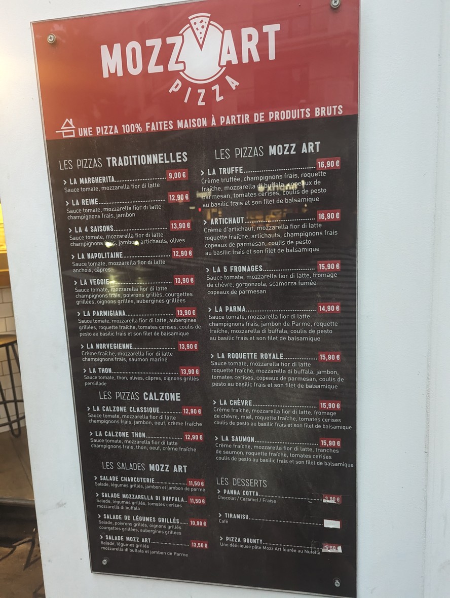 Mozz Art Pizza menu 2