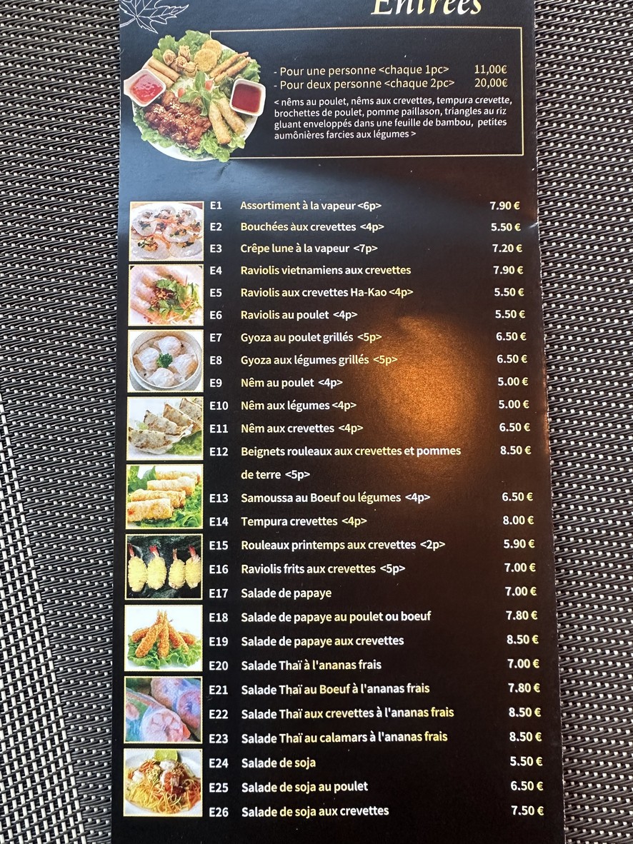 Papaye menu 1