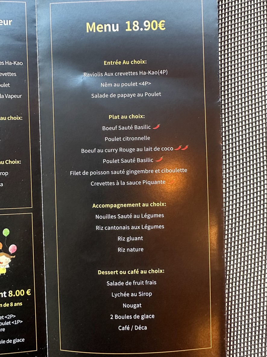 Papaye menu 6