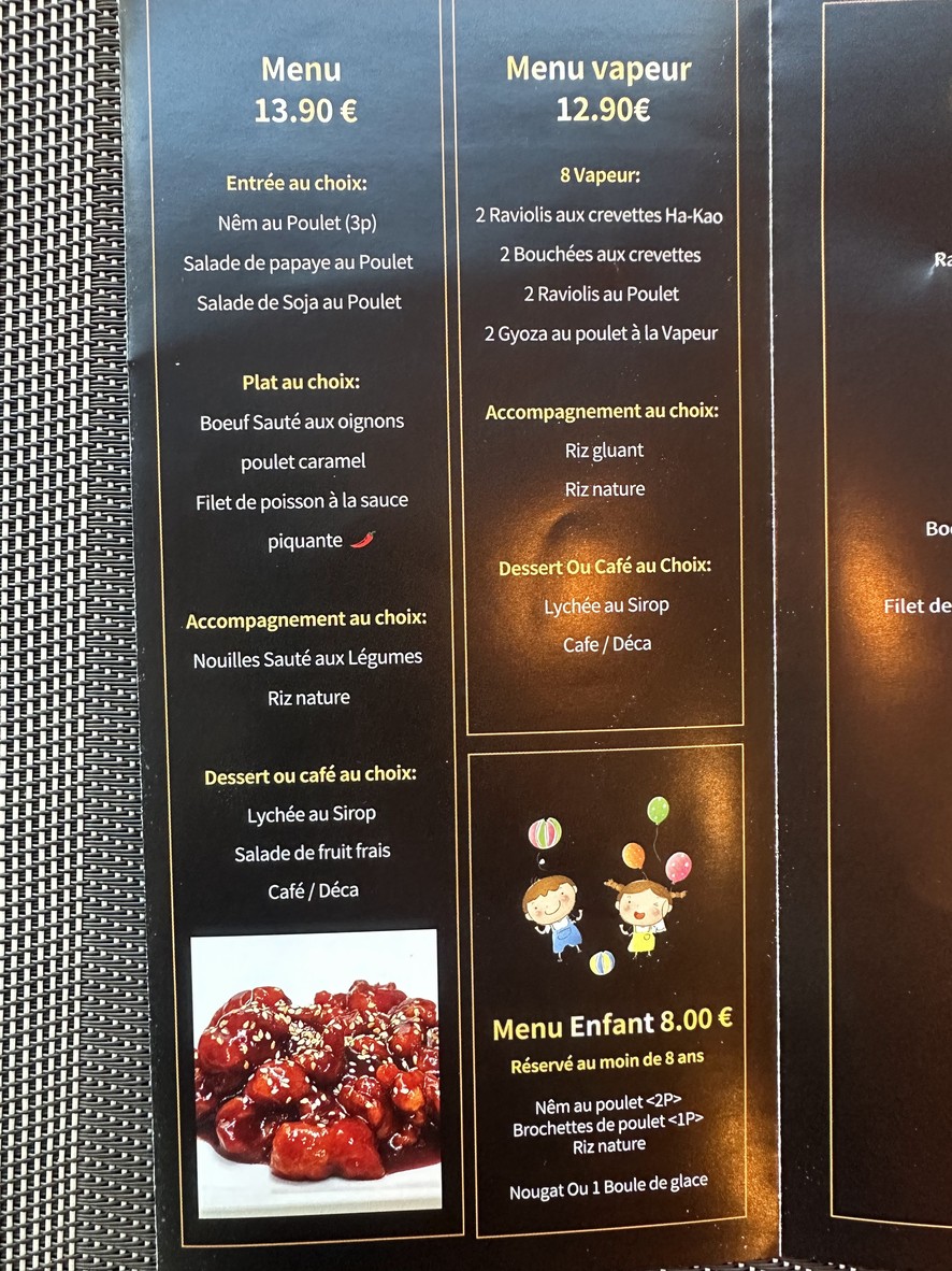 Papaye menu 7