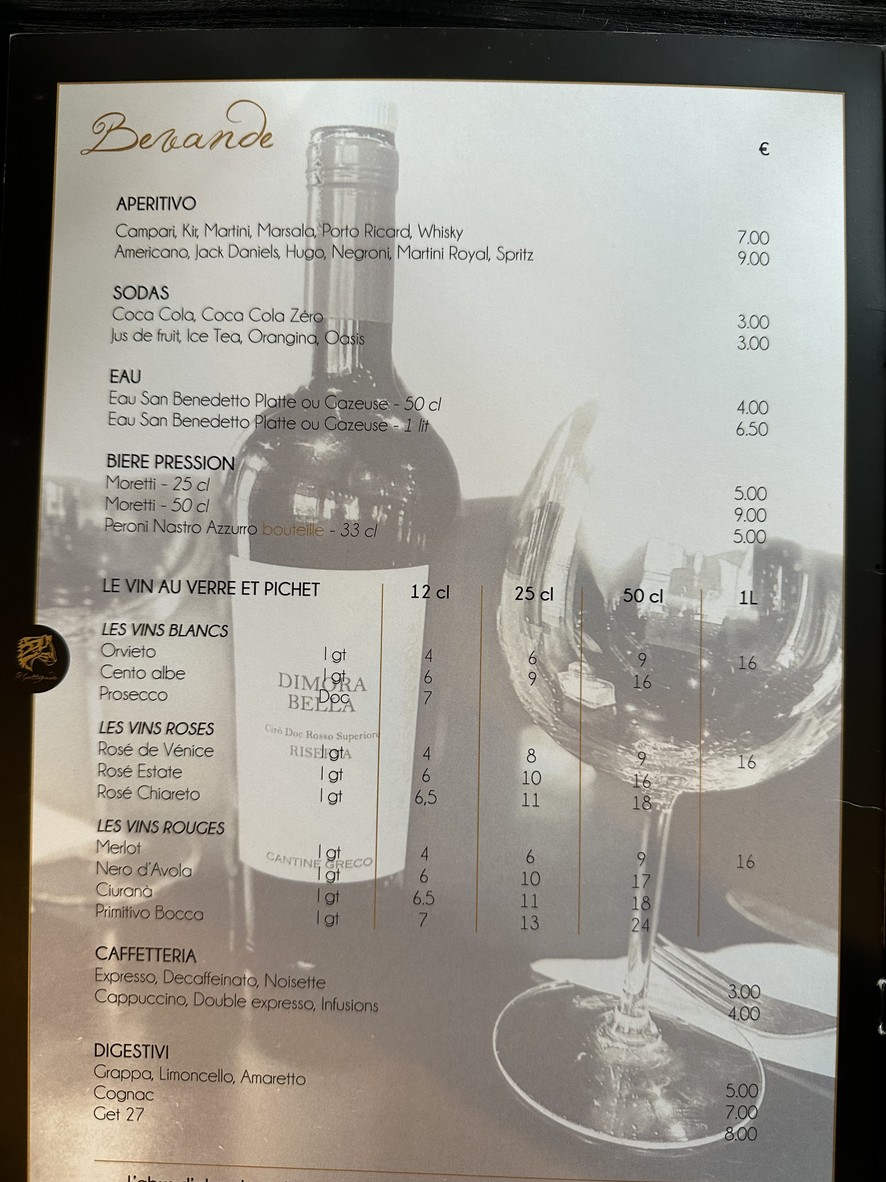 Il Gattopardo menu 5