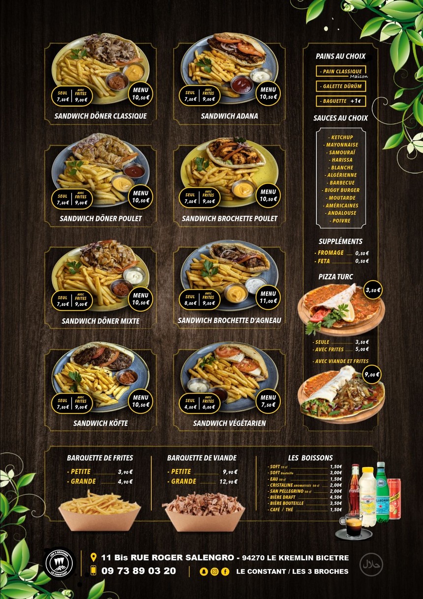 Le Constant - Les 3 broches menu 1