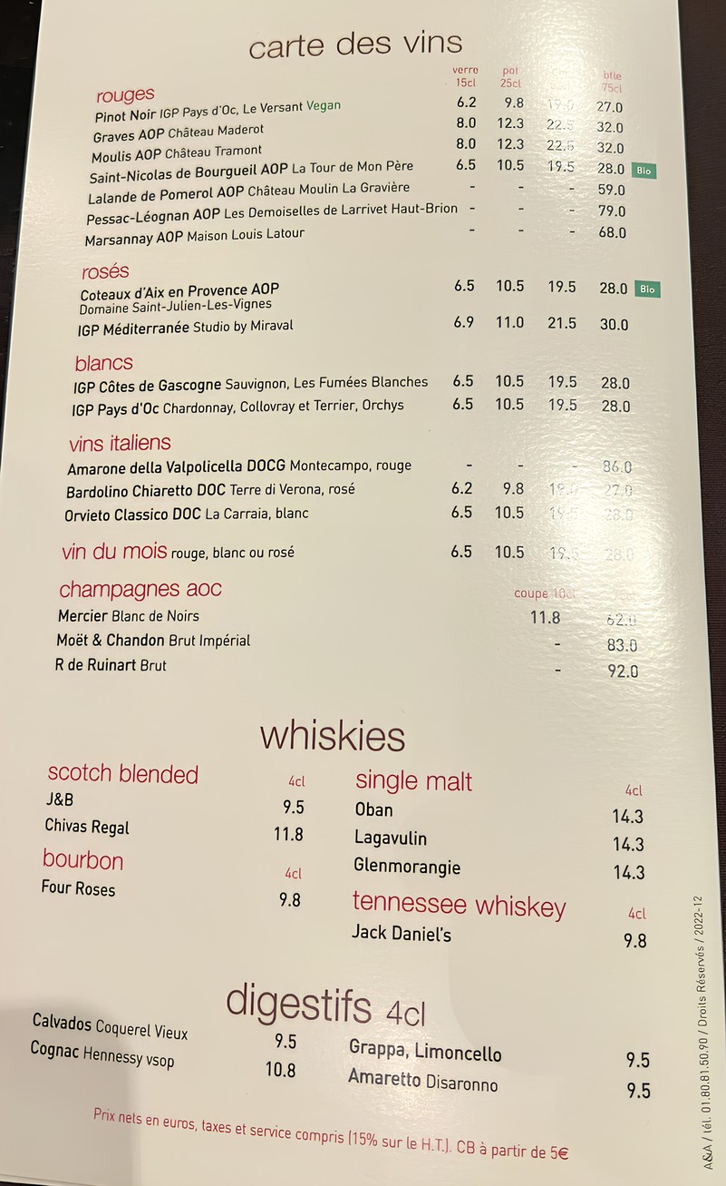 O vingt-deux menu 2